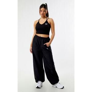 Puma Dare To Parachute Track Pant Womens XL Black Elastic Waist Y2K 90s Oversize